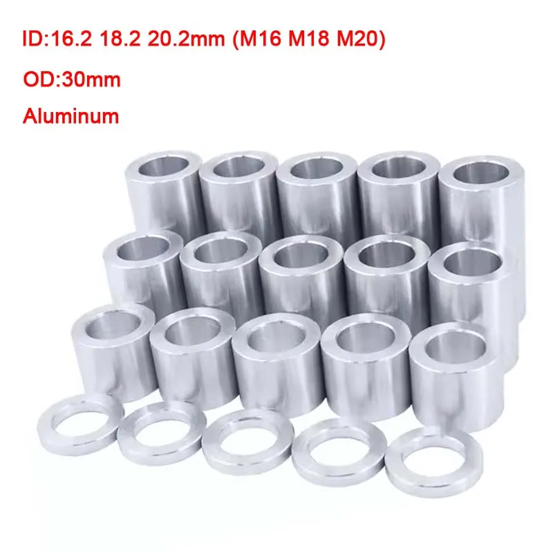 Beicai 1pcs Aluminum Alloy Gasket Thicken The Bushing Od 30mm M16 M18 M20 Flat Washer No Threaded Bushing Standoff Spacer Sleeve