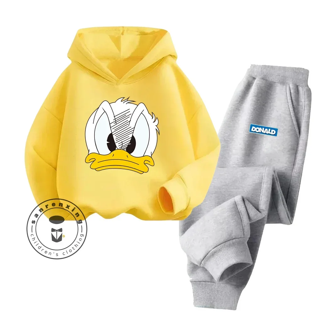 Spring and Fall Fashion Cartoon Donald Duck Pure Cotton Boys and Girls Teenagers Unique Super Good-looking Sweatshirt Tracksuit