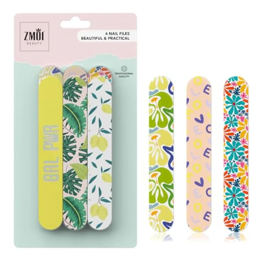 

Nail Files - Professional Medium Emery Boards 6 Dual-Sided Medium, Fine Grit for Natural/Acrylics - Nail Shapers to Smooth/Refi