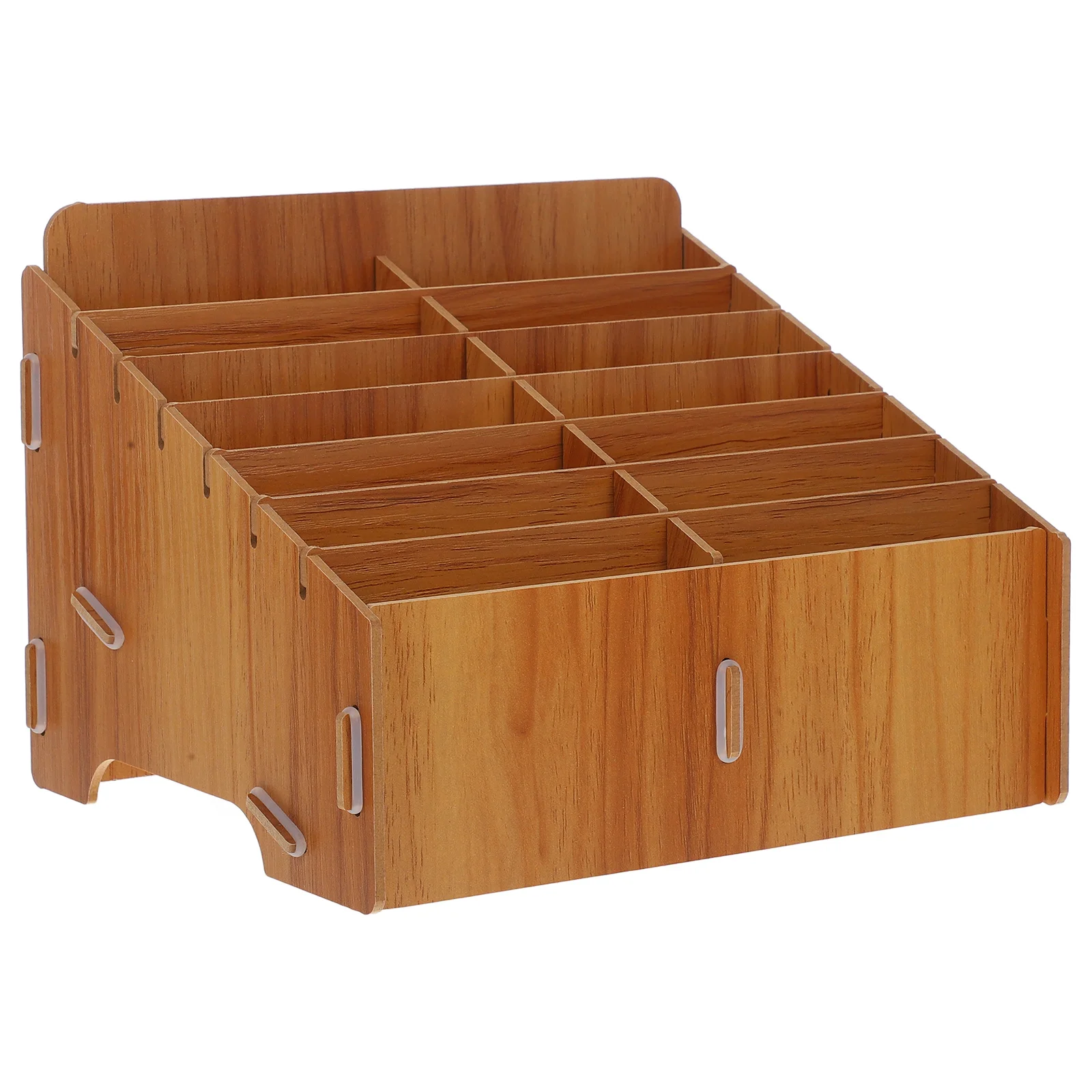 Desktop Storage Box Wooden Smartphone Holder for Office Classroom Repair Shop Multi-Compartment Phone Organizing Container Tidy