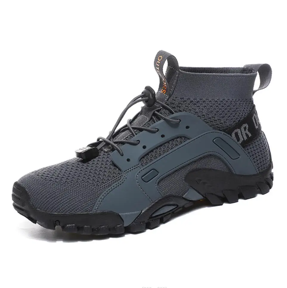 Men Quick Dry Barefoot Shoes Slip On Hiking Upstream Wading Shoes Non-slip Mesh Breathable Water Sneakers High Top Climbing Foot