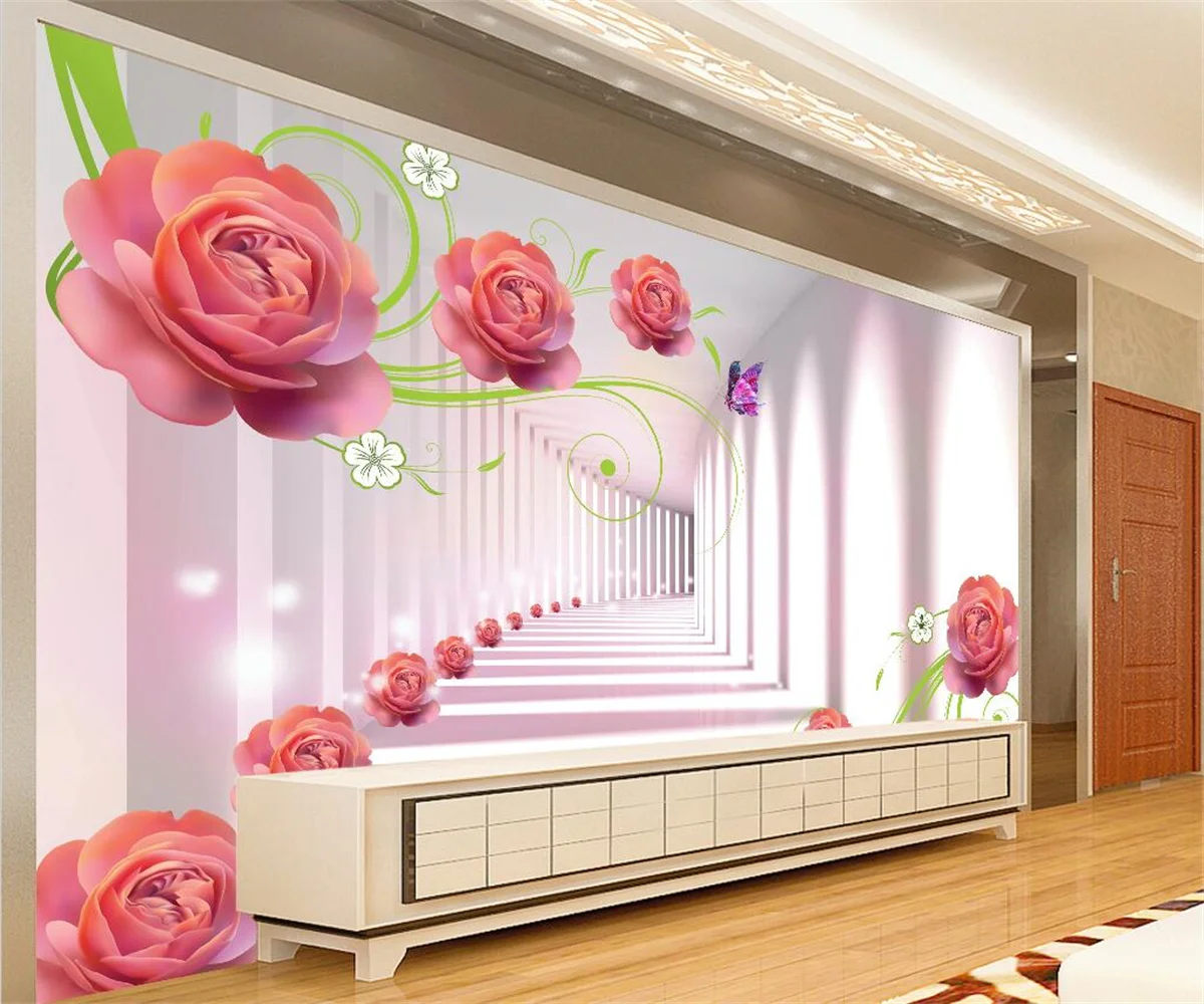 

Custom wall papers home decor3D space dream butterfly rose TV bedroom background wall 3d wallpaper papel de parede