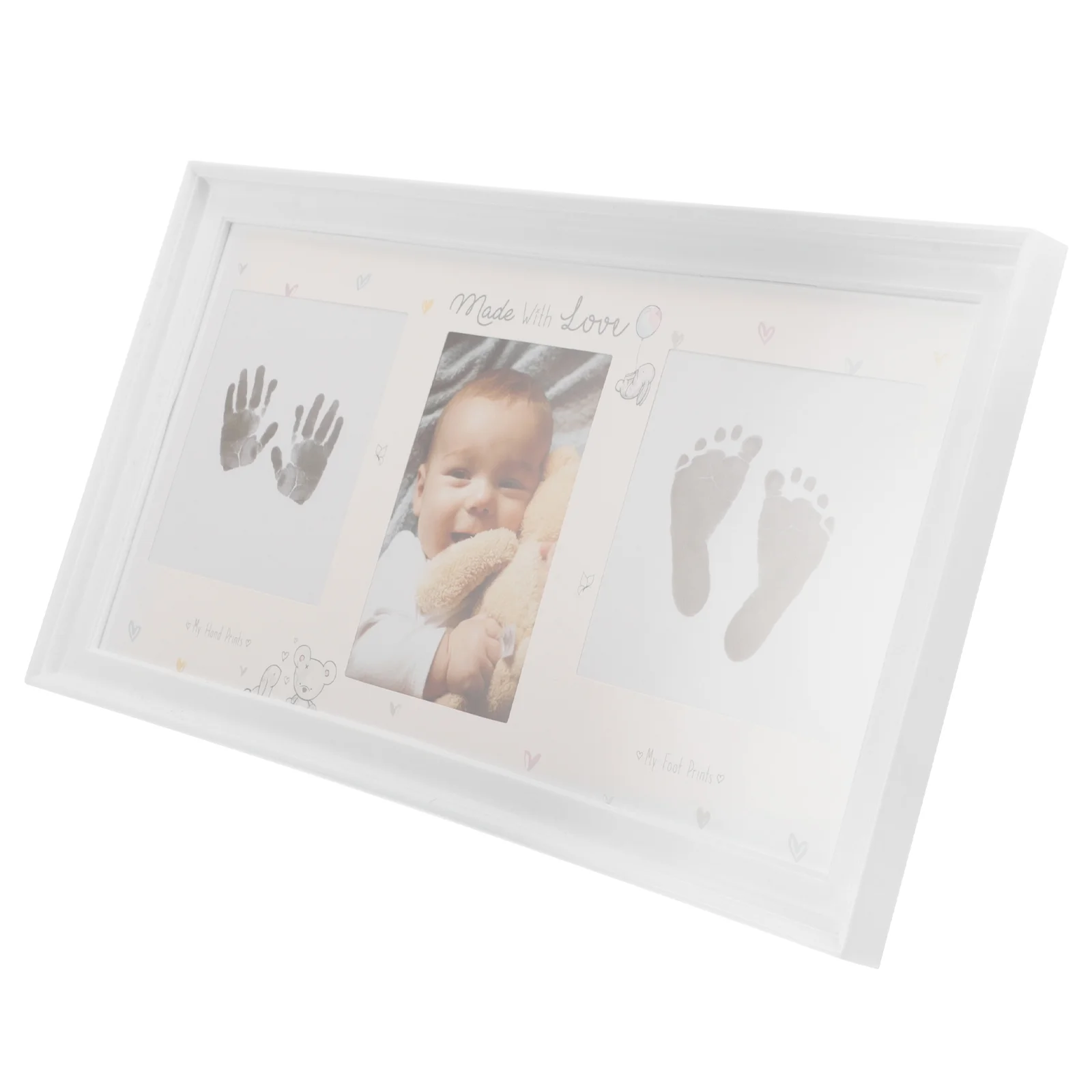 Hand Foot Print Photo Frame Baby Footprint Ink Pad Keepsake Kit Set up Infant for Footprints Glass Cardboard Newborn Picture