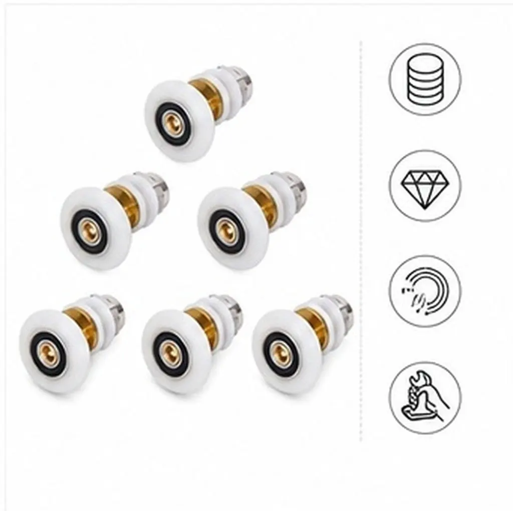 6Pcs Shower Door Roller Runner Wheels 27Mm Diameter 31Mm Length Low Noise Rollers for Most Shower Cabins Steam