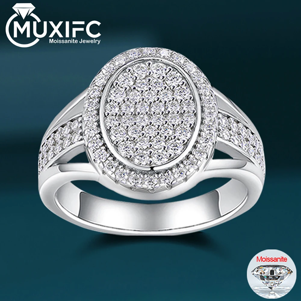 

MUXIFC Deluxe Moissanite Rings For Women D Color GRA Certificate 925 Sterling Silver 18K Gold Plated Wedding Band Fine Jewelry