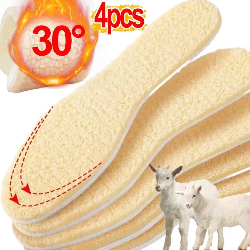 Natürliche Einlegesohlen Männer Frauen Winter Warm Halten Einlegesohle Weiche Verdicken Shoepad Schuhe Einfügen Thermische Schuh Pads