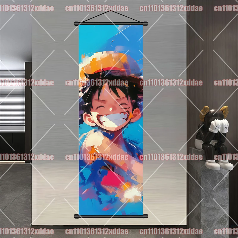 One Piece Scroll Painting Luffy Zoro Nami Jinbe Sabo Shanks Anime Character Poster Dormitory Bedroom Wall Decor Children's Gift view 6
