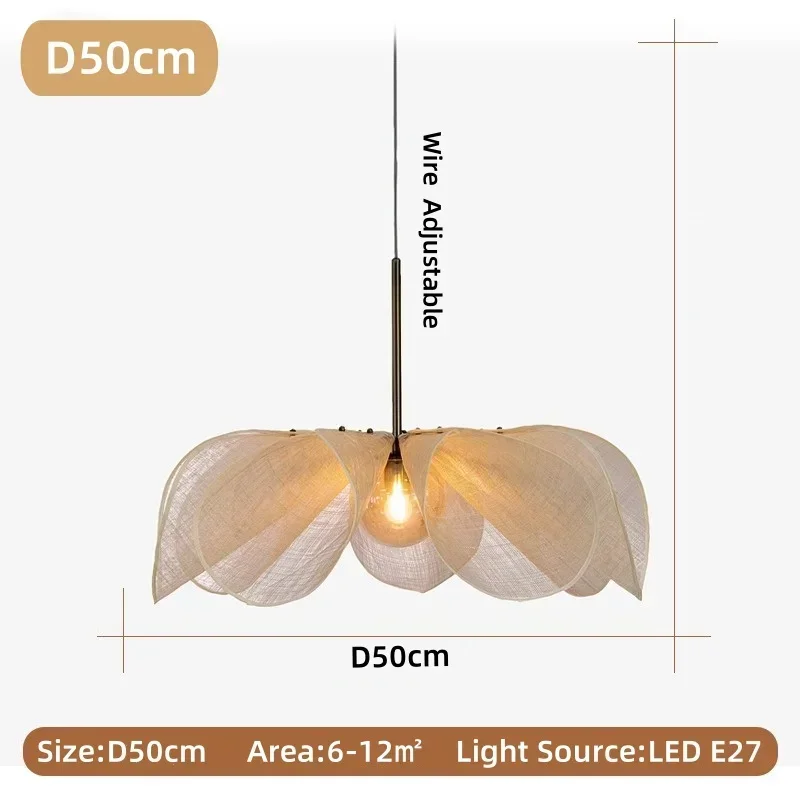 Winfordo Japanse Wabi Sabi Bloem Kroonluchter Franse Stof Moderne Plafond Hanglampen Home Decor Verlichting Hanglamp
