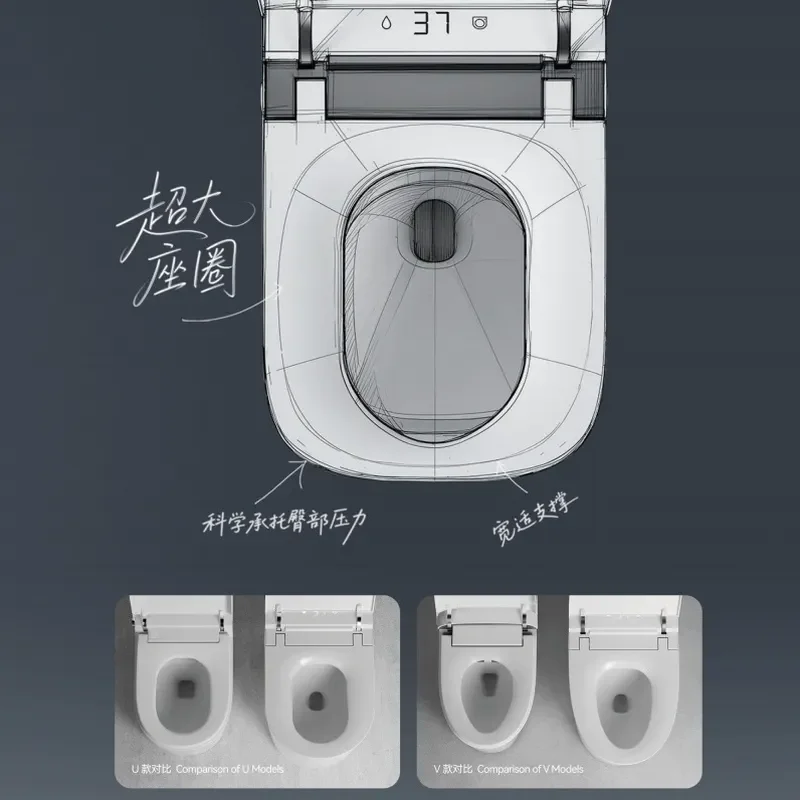 Smart Toilet with Adjustable Pit Distance Free Drainage Floor or Wall Mounted Silent Flush System Easy Installation No Brand