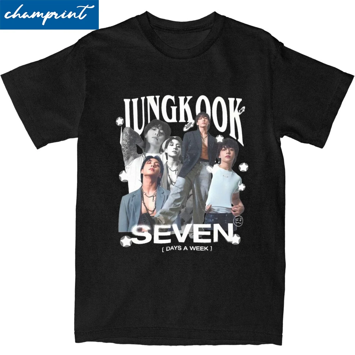 Retro Jungkooks Kpop Music T Shirt Men's Cotton Tops Shirts Novelty Round Neck Short Sleeve