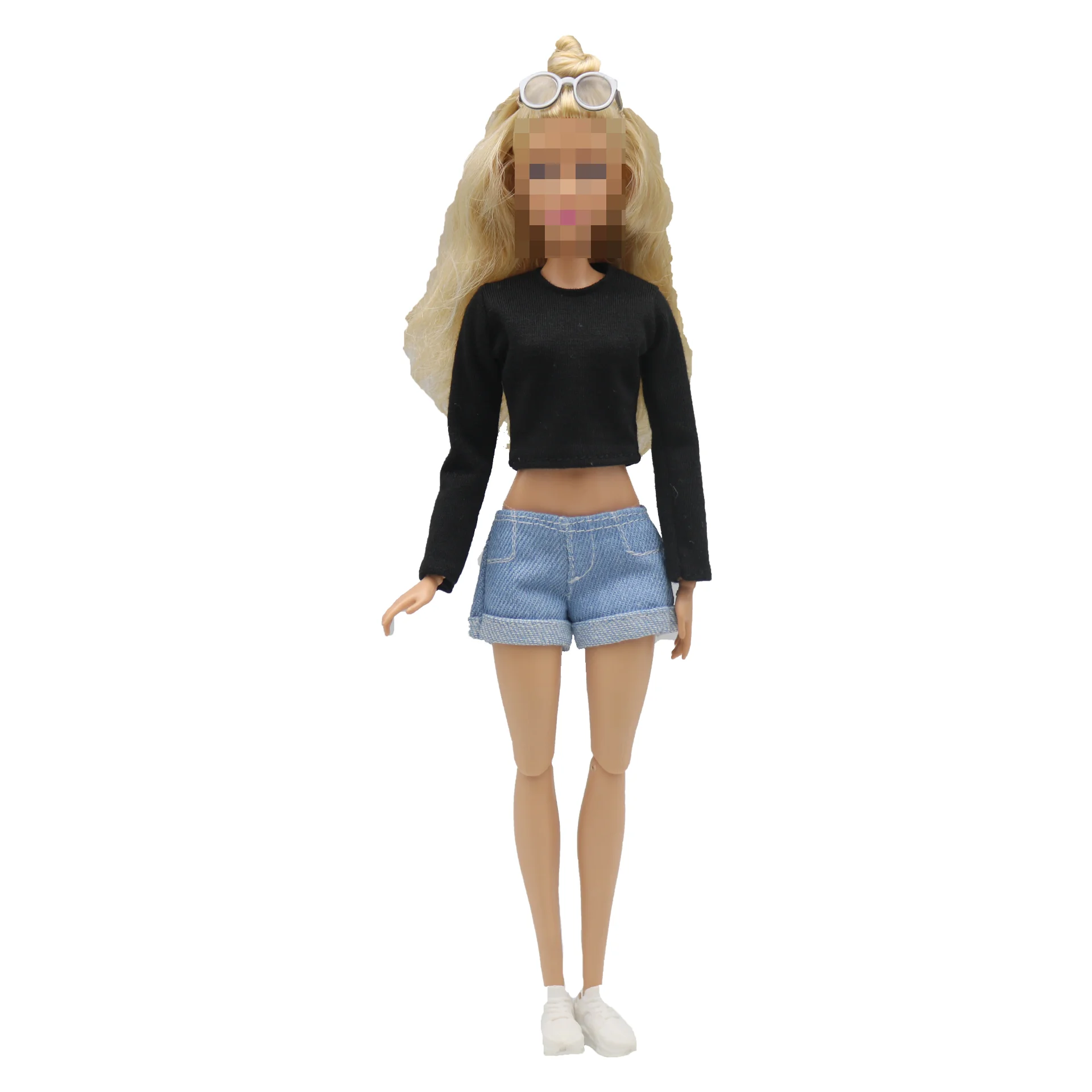 New 30cm 1/6  simple Claus Tshirt Denim shorts Daily Wear Accessories Clothes for Barbies doll