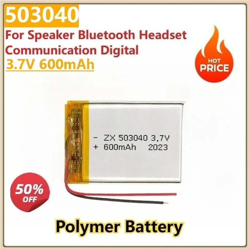 

New Replacement 503040 3.7V 600mAh Polymer Batteries for Speaker Bluetooth Headset Communication Digital