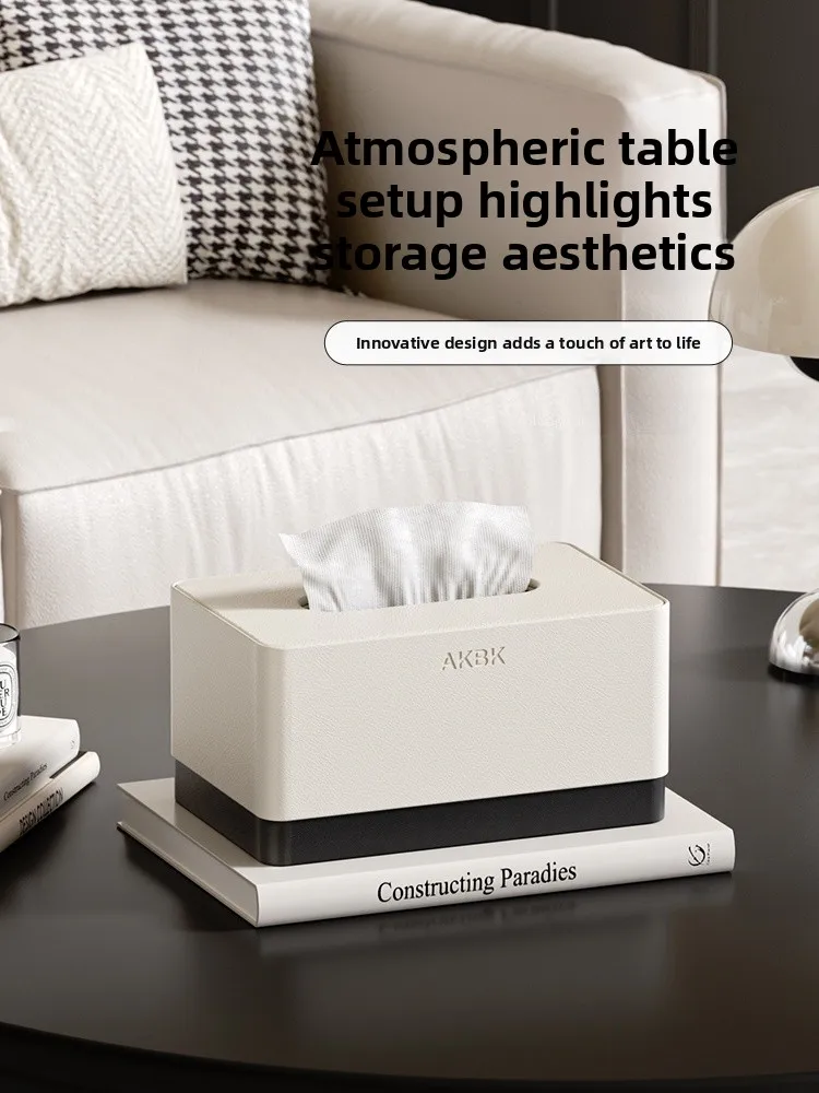 

AKBK Новая стильная подставка для салфеток: роскошный кремовый дизайн, современный стиль для гостиной и спальни, многофункциональный настольный органайзер для салфеток