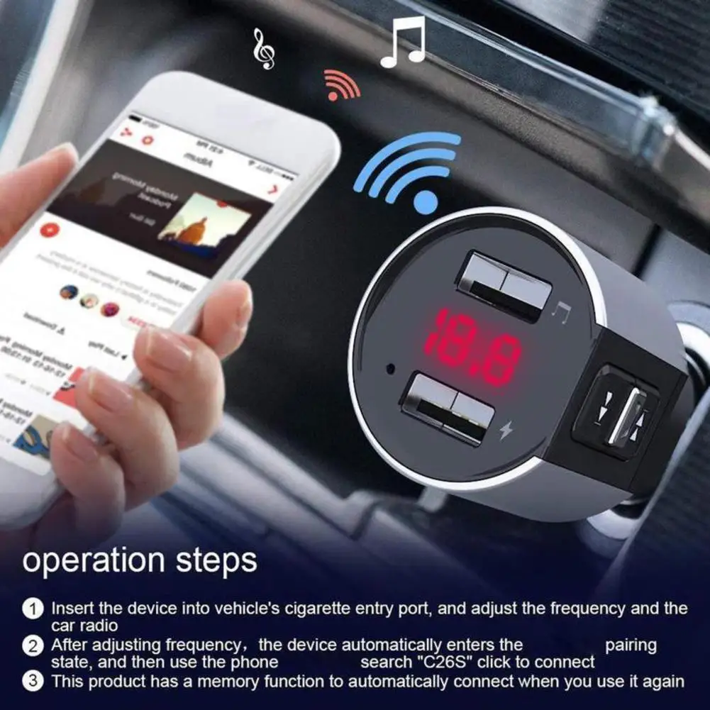 Bluetooth FM Transmitter Audio Aux Modulator Dual USB Fast Car Charger Bluetooth Handsfree Calling Car Kit Car Radio MP3 Player