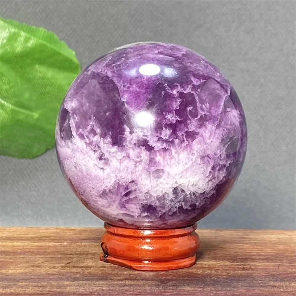 Natural Gemstone Colored Fluorite Crystal Ball Polished Reiki Massage Energy Sphere Chakra Witchcraft Home Decor + Base