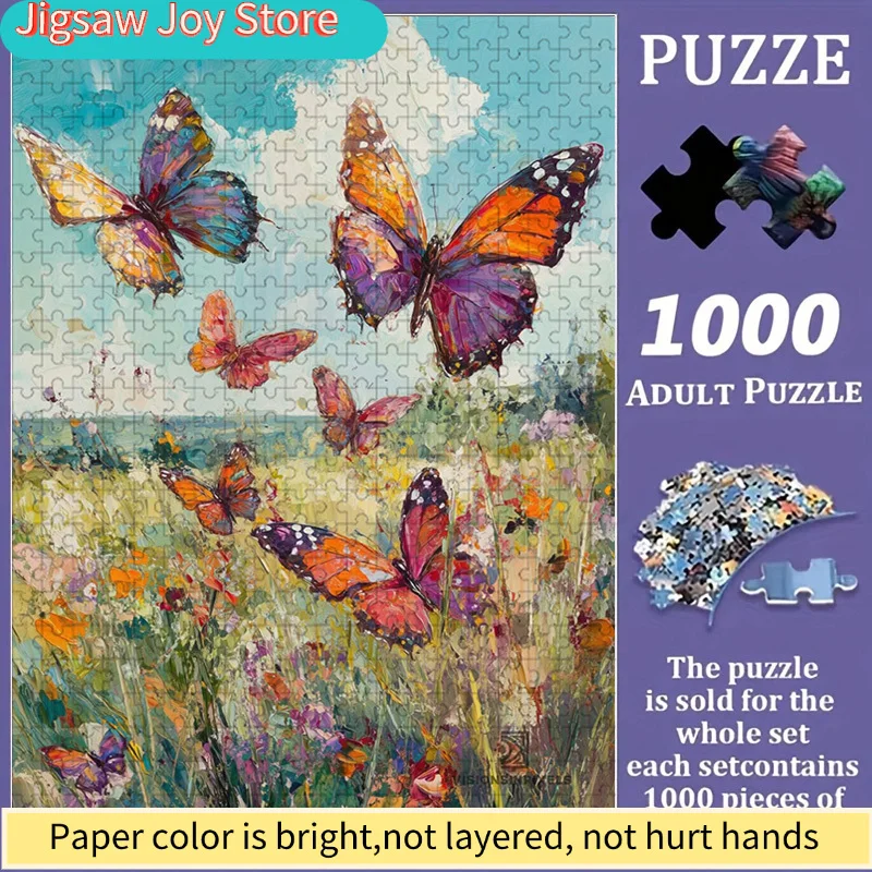 

Красочный пазл с изображением бабочек, для семейного досуга и веселых игр, яркий абстрактный дизайн, сложный пазл с узором бабочек