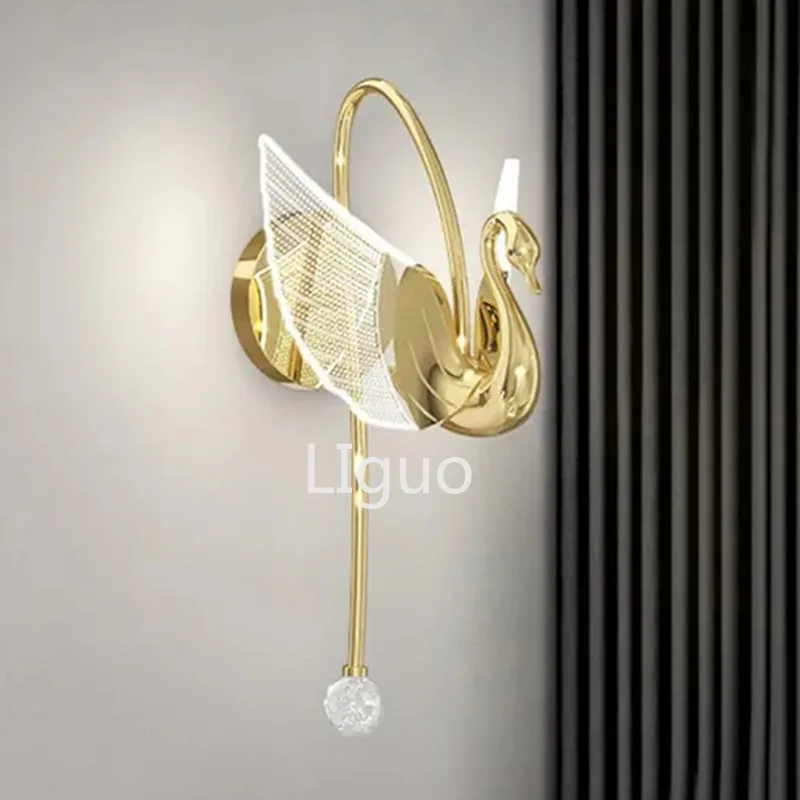 

Nordic LED Wall Lamp Swan Wall Light Gold Sconce Indoor Lighting Home Decor For Living RoomKitchen Bedroom Bedside Light Fixture