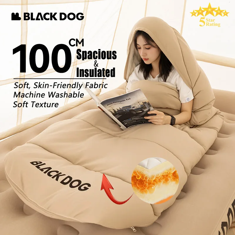 

Спальный мешок BLACKDOG из хлопка для взрослых, зимний, с капюшоном, 4-сезонный, для кемпинга, очень теплый, трансформируется в одеяло, легкий и компактный