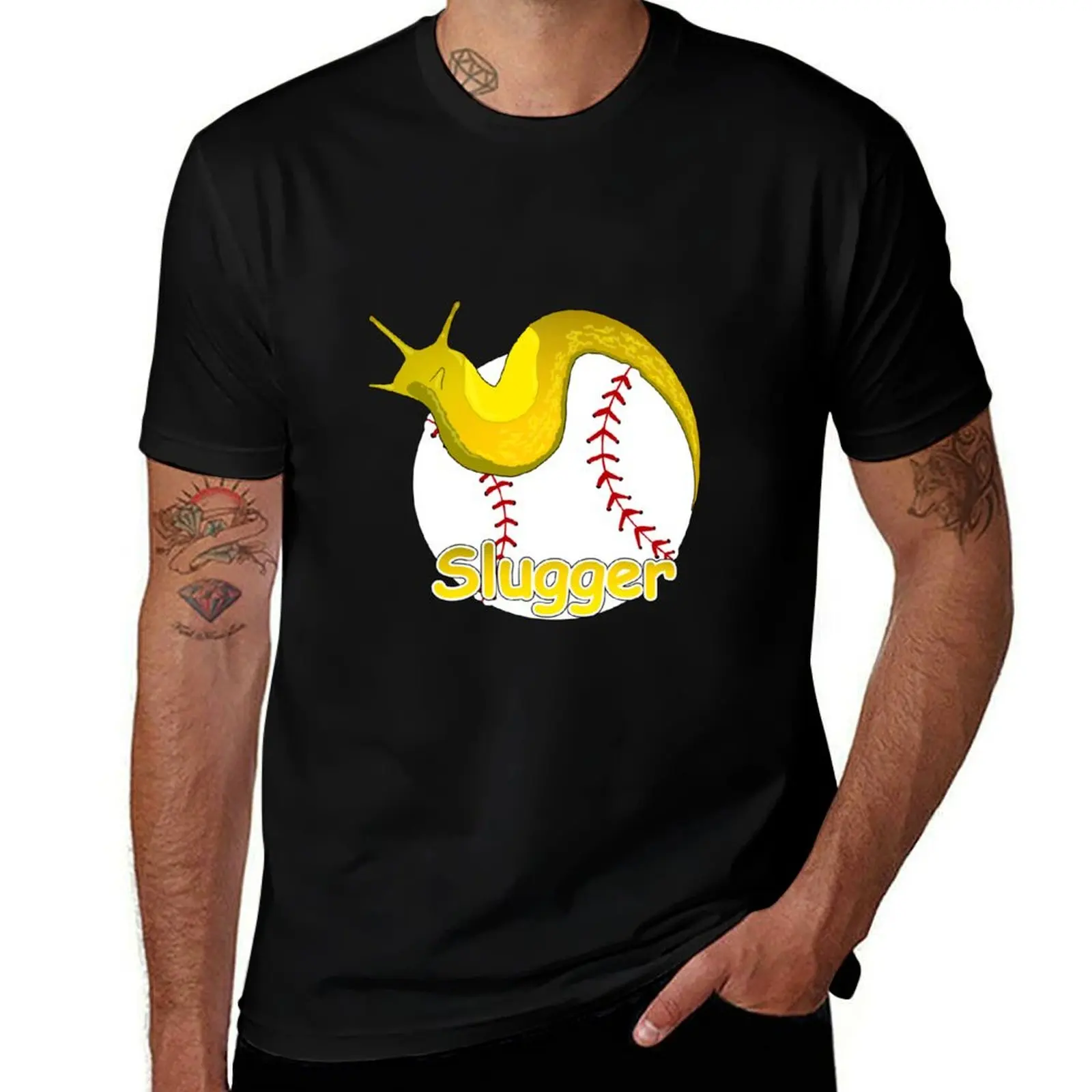 Slugger Banana Slug on Baseball T-Shirt new edition vintage men t shirts high quality