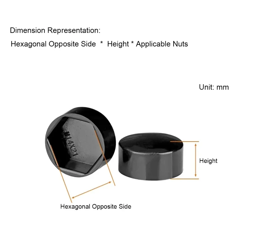 Flat Head Low Height Hexagonal Nut Protection Cap Plastic External Hex Bolt Dust Cover Decor Caps M4~M30