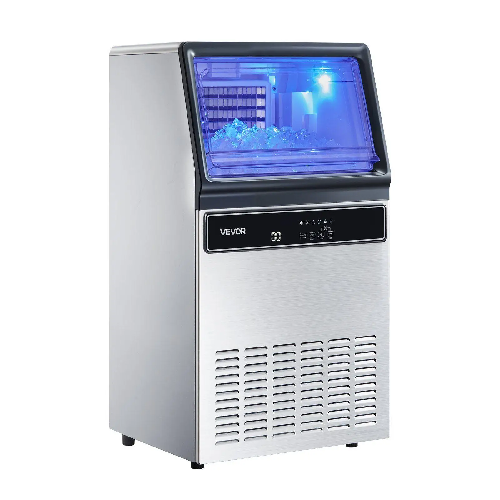 

Compact Ice Maker 130lb Daily, 33lb Hold Capacity, 45 Cubes per Cycle, Easy Installation, No Film Removal