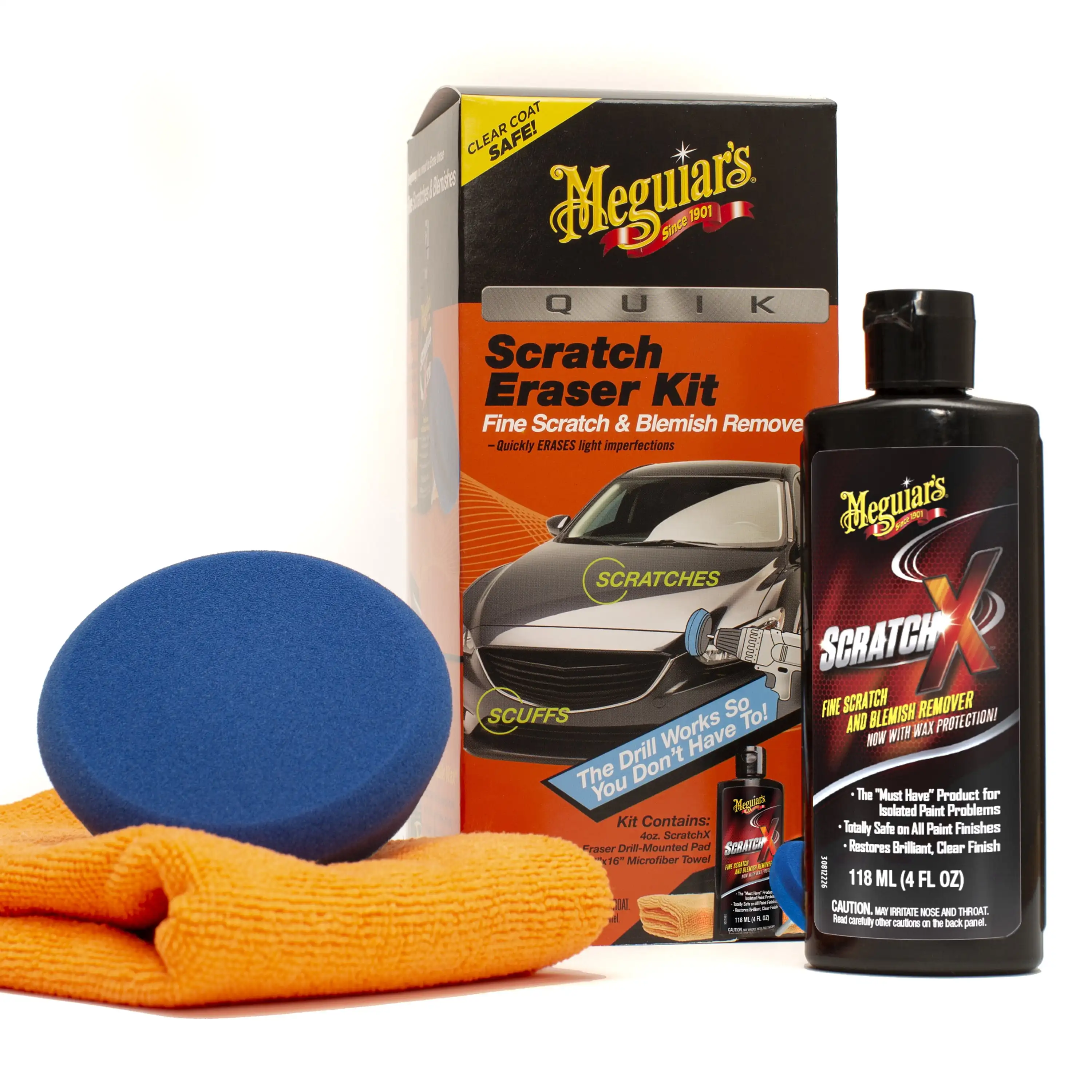 

Scratch Eraser Kit, Car Care Kit with Drill-Mounted Pad, and Microfiber Towel, Multi-color