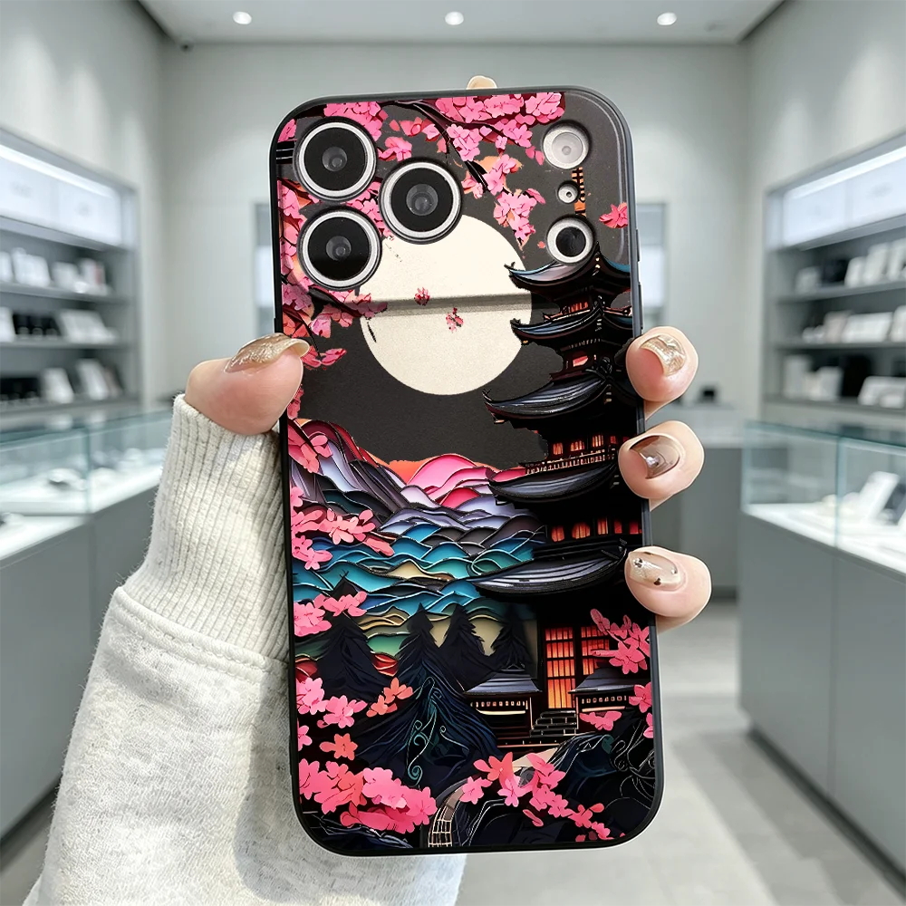 Pagoda Cherry Blossom Anti Scratch Flexible TPU Phone Case For Honor X9 X8 X7 X6 X5 Smart 600 500 400 300 200 Pro Lite