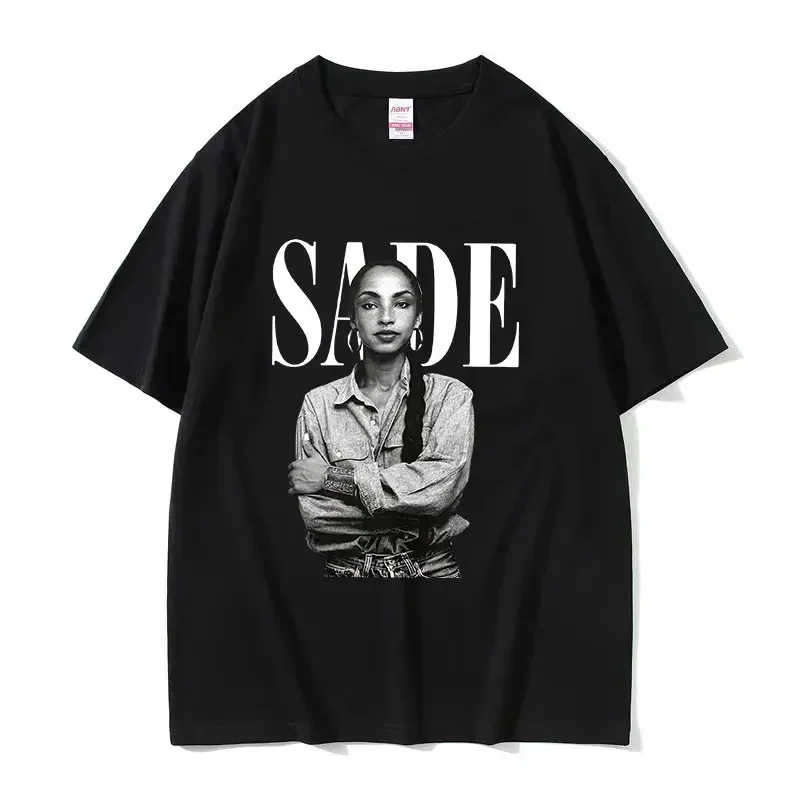 

90s Singer S-Sade Print Graphic T Shirt Men Women Hip Hop Vintage Short Sleeve T-shirts Cotton Oversized T-shirt Streetwear