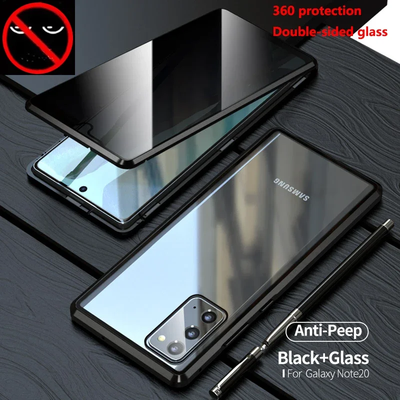 

Anti peeking Metal Magnetic Case For Samsung S22 S21 S23 Double sided Glass Bumper Cover For Note 20 10 9 Ultra Plus Funda Coque