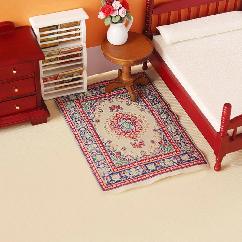 1:12 Dollhouse Miniature Turkish Carpet Floor Mat Floor Rug Cover Model Bedroom Bathroom Living Room Decor Toy