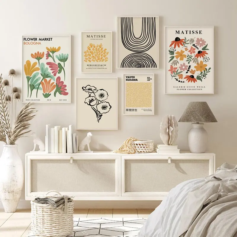 Matisse Poster Yayoi Kusama Posters and Prints Canvas Patings  Flower Market Wall Art Pictures for Living Room Boho Decor