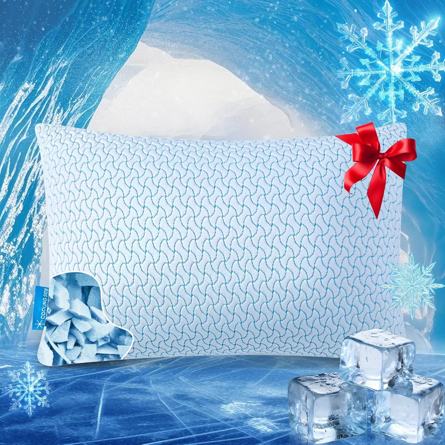 

Подушка Queen Size из охлаждающей пены с эффектом памяти для тех, кто потеет во сне, с регулируемой поддержкой для сна на боку, спине и животе