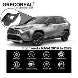 GRECOREAL 4K Dash Cam Front and Rear 2160P WiFi Car Camera Dual Dashcam APP Control Plug Play Compatible with Toyota RAV4 RAV 4