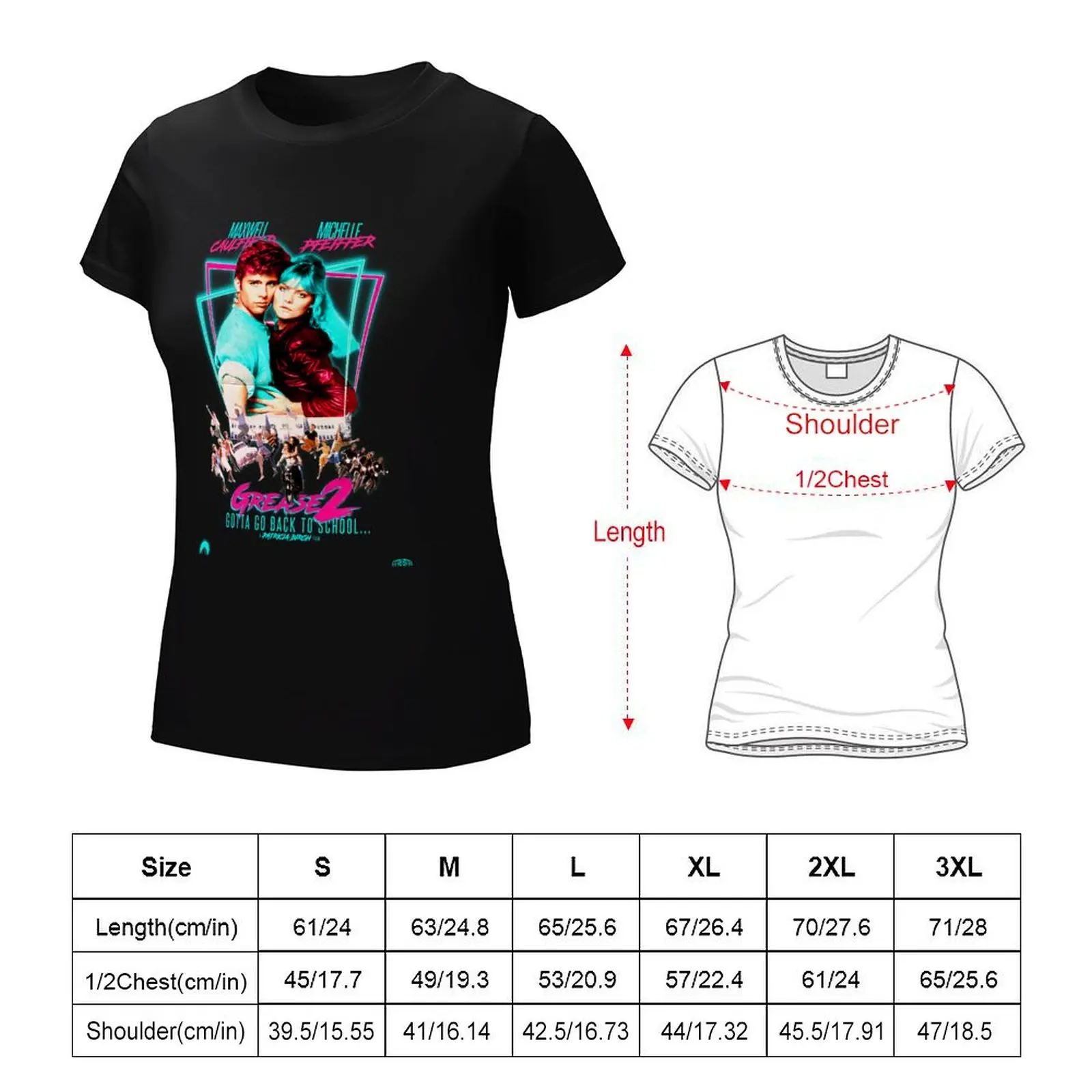 Neon 80's GREASE 2 T-Shirt tshirts for Women Woman T-shirts fashion woman blouse 2024 western t shirts for Women