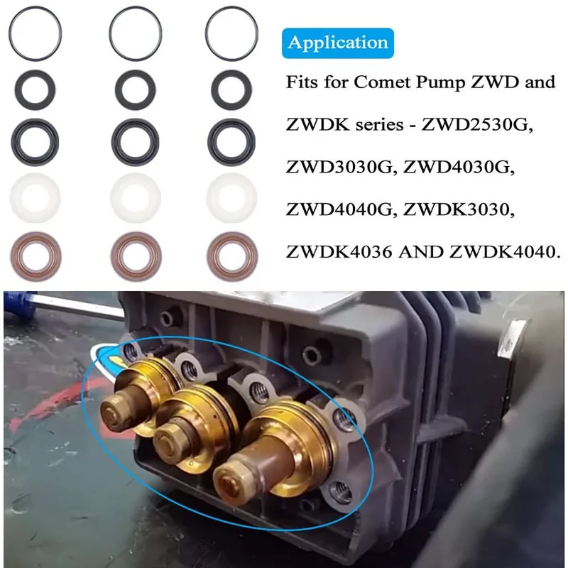 YMT Pressure Washer Pump O-Ring Seals Kit for Hp, ZWD, ZWDK,Series Similar to Part# 5019006400 (15-Pack)