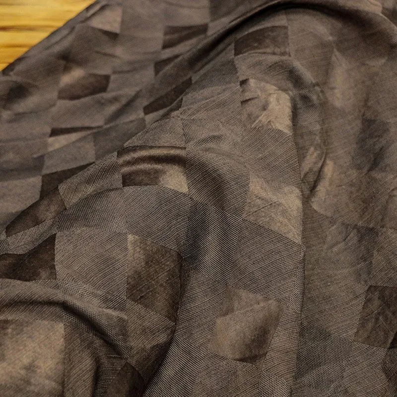 

Natural oak silk jacquard diamond-shaped pod plant-dyed fabric new Chinese-style clothing designer's