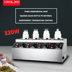 XEOLEO 320W Four Cylinder Chocolate Jam Heater Electric Chocolate Heater Jam Milk Bottle Heater Stainless Steel Jam Thermos