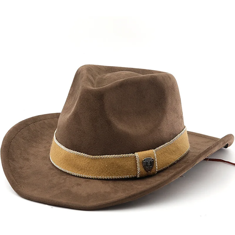 Bullhead Western Cowboy Men's And Women's Tibetan Suede Jazz Hat, Hot Selling Big Brimmed Top Hat