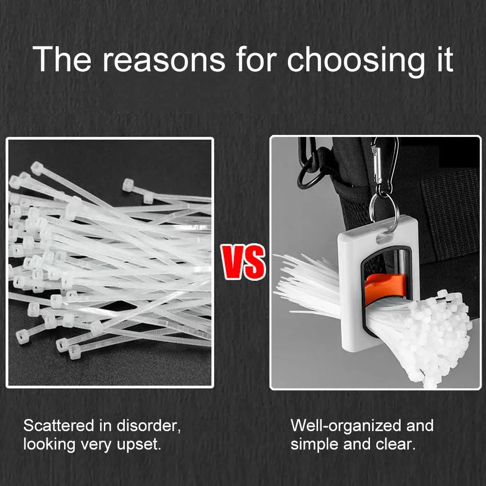 Portable Cable Tie Organizer with Keyring Fluorescent Storage Cable Tie Holders Square Rectangle Wiring Storage Buckle