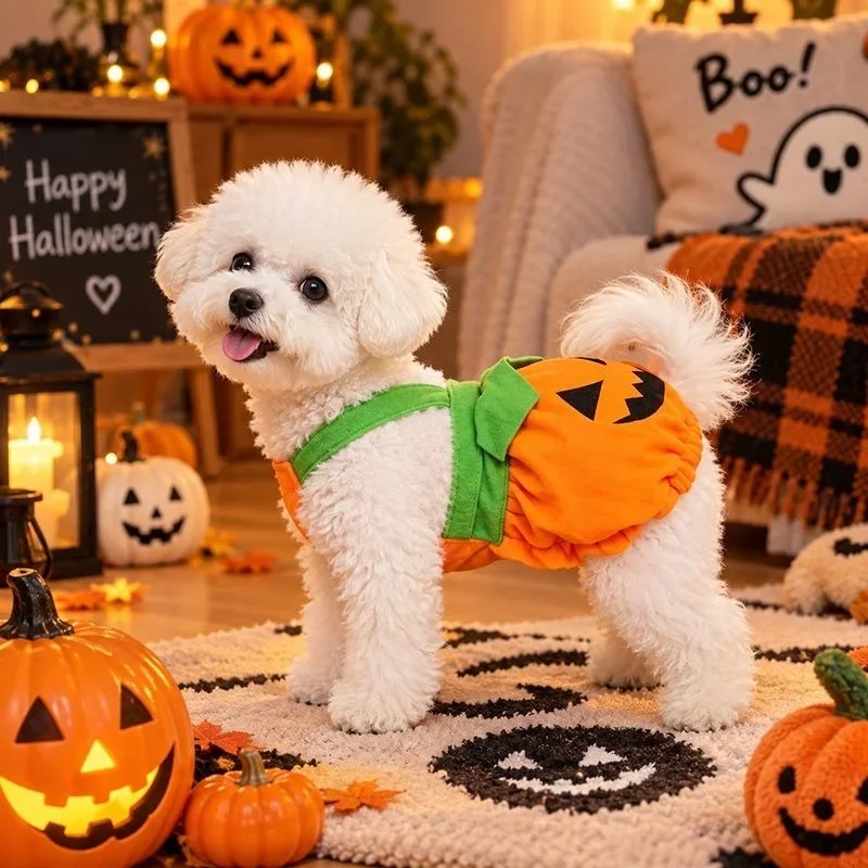 Dog Clothes Pet Costume Pumpkin Harness Dress Halloween Puppy Cat Clothing Teddy Small Medium Dogs Vest Party Outfit