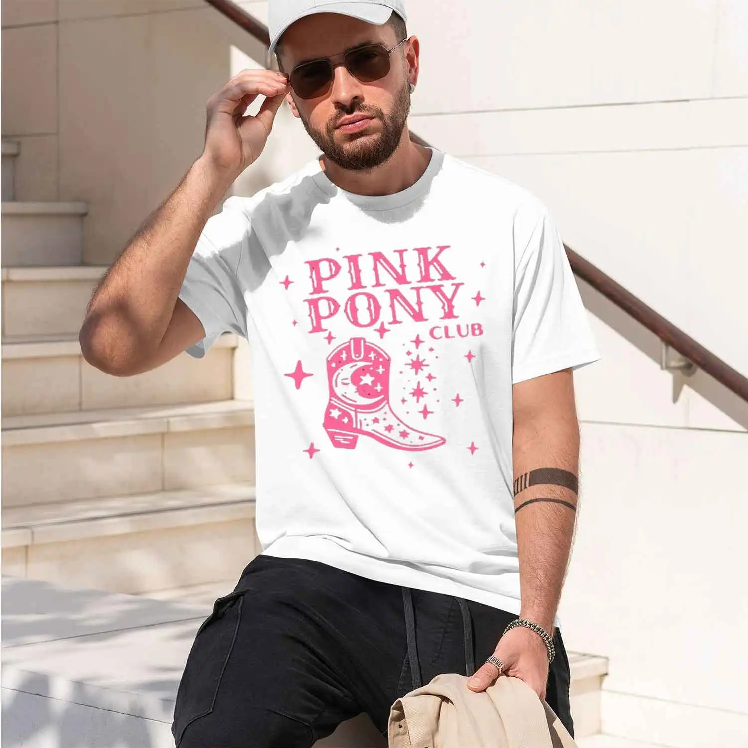 Pink Club appell Roan Cow Boots T-shirt Women Hip Hop Fashion Country T Shirt Lady Fashion Tee Streetweawr 2026 New Model Short-