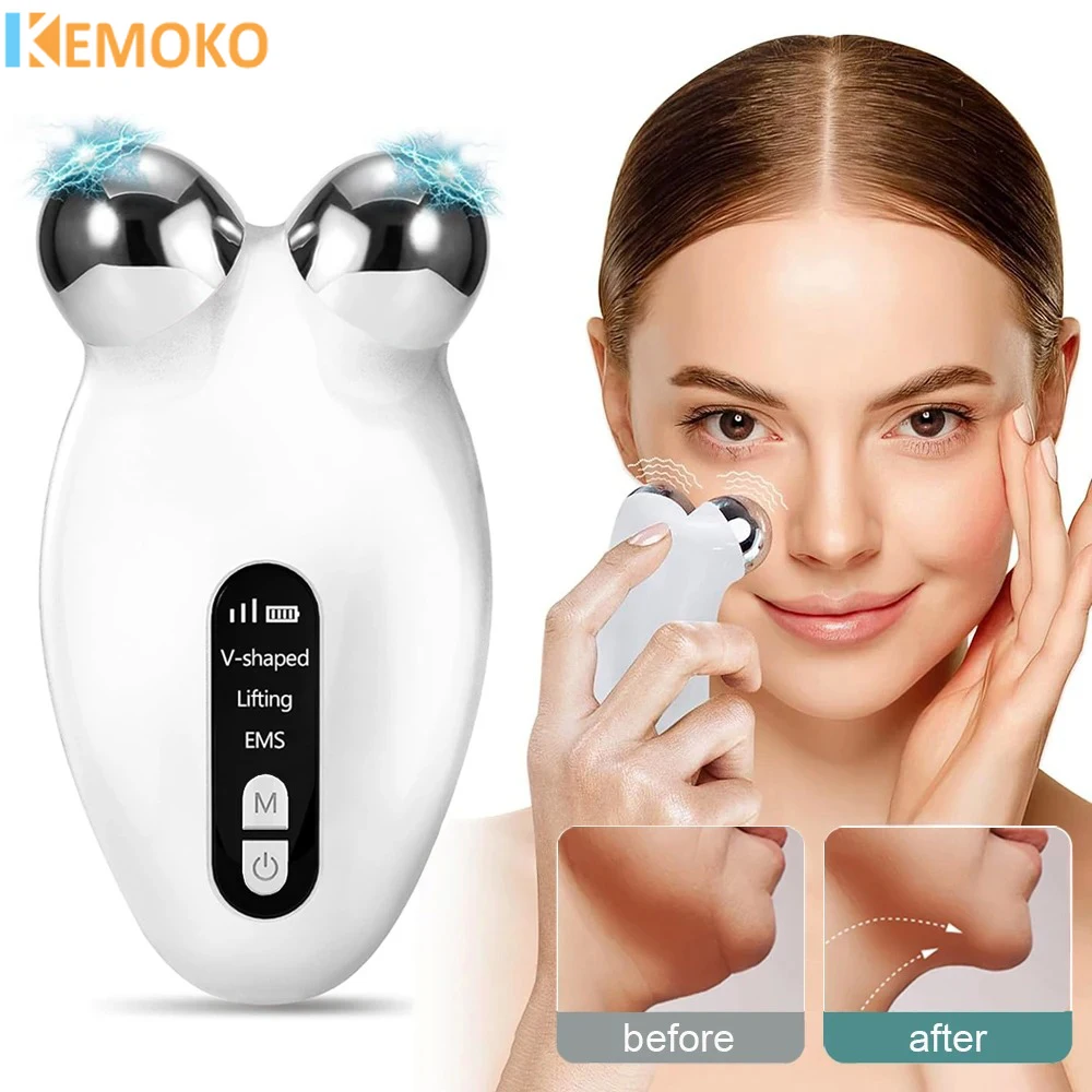 

EMS Microcurrent Face Lifting Massager 3D Roller Anti Wrinkle Tighten Skin Rejuvenation Reduce Double Chin Face Beauty Apparatus