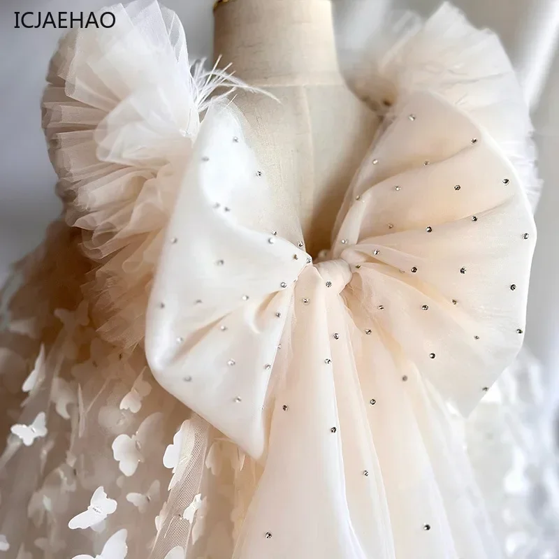 2025, Kleinkind Baby Mädchen Lolita Prinzessin Elegante Kleider Passenden Neue Kinder kinder Party Champagner Mesh Luxus Kleid