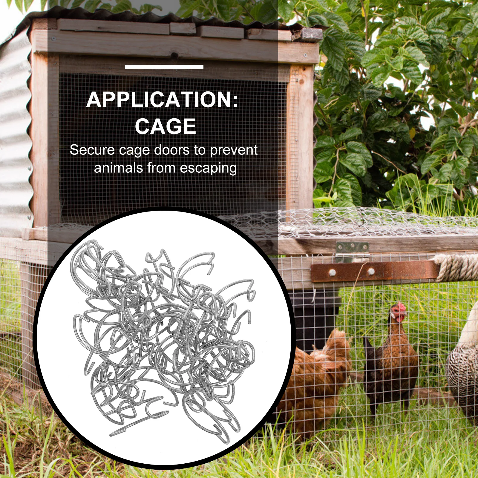 

40pcs Chicken Cage Door Hooks Heavy Duty Stainless Steel Replacement Parts Bird Cage Stylish Creative Breeding Equipment Long