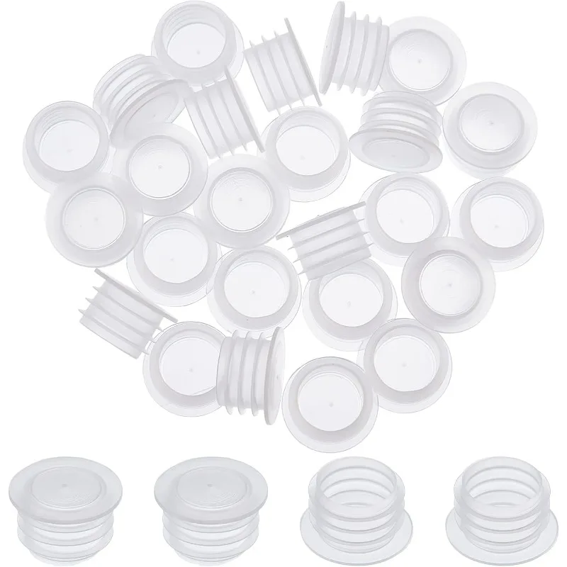 25PCS Salt and Pepper Shaker Stoppers Plastic Salt Shaker Plug Stopper 1/2 Inch Replacement Plug Bottle Caps Reusable Clear