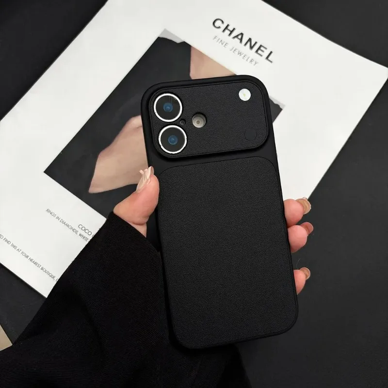 Vintage Solid Color Leather Texture Phone Case For iPhone 17 13 14 15 Pro Max 16 Plus Luxury Business Mobile Phone Armor Cover view 2