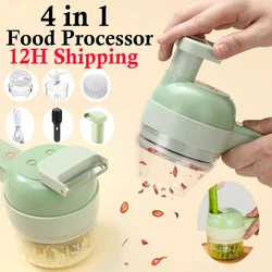 4 IN 1 Electric Food Processors Multifunctional Vegetable Cutter Slicer Handheld Garlic Grinder Wireless Vegetable Chopper