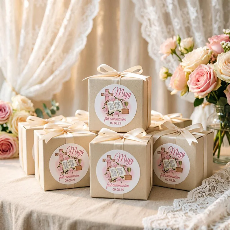 Wedding Souvenir - Персонализированные наклейки с розовым цветочным узором,