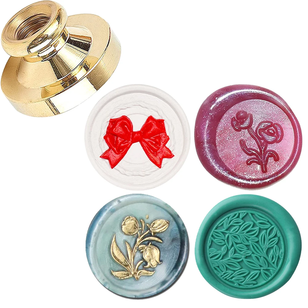 Wax Seal Stamp Brass Head Bow, Mini Corn Poppy Flowers Tulip Leaves pattern Head for Envelopes Invitations Cards Gift Wrap