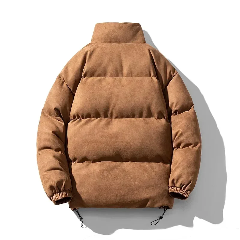 Oversize Warm Solid Coat Faux Suede Puffer Jacket New Retro Parkas Coat 2024 Streetwear Winter Men Various Color Bubble Jacket